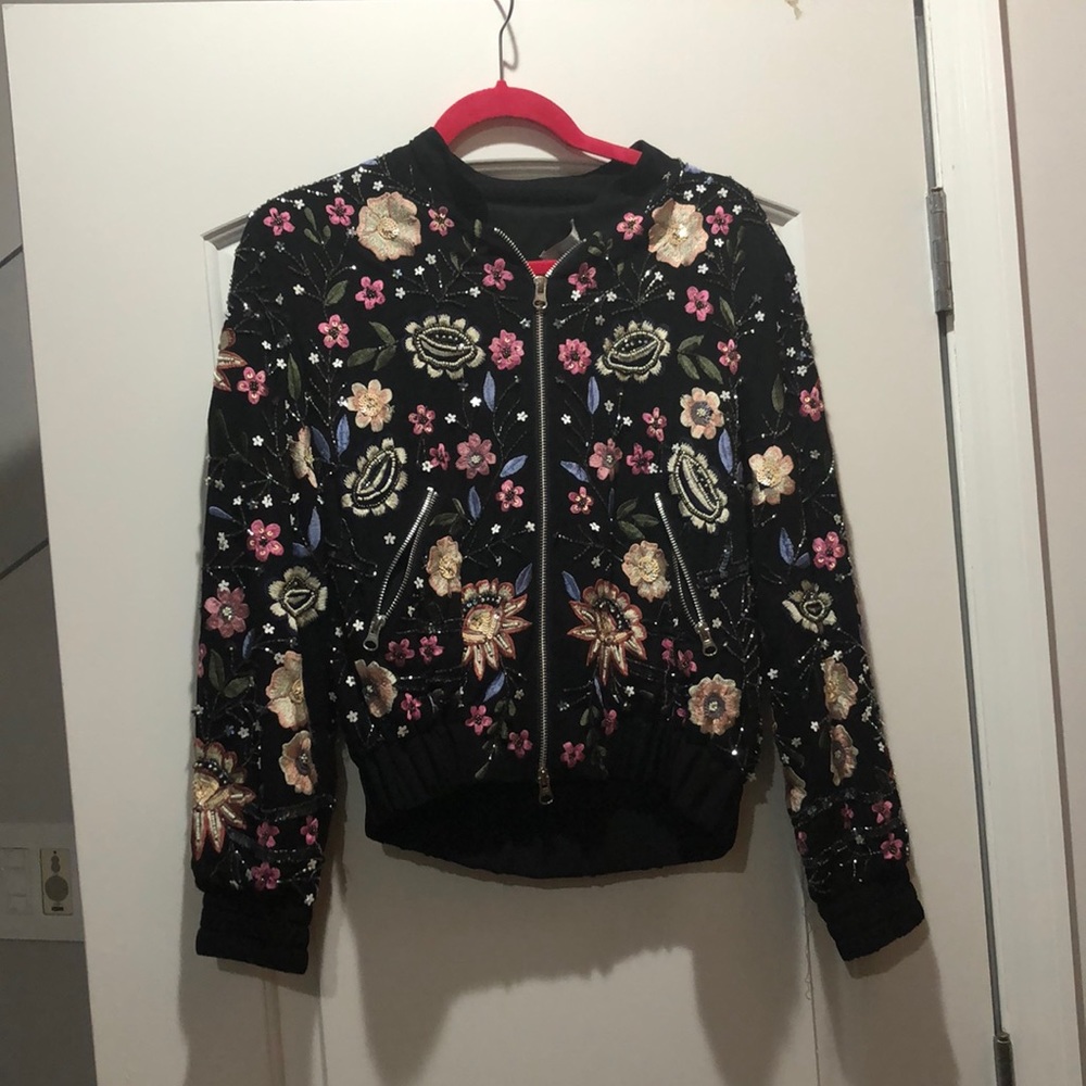 Aqua bomber jacket